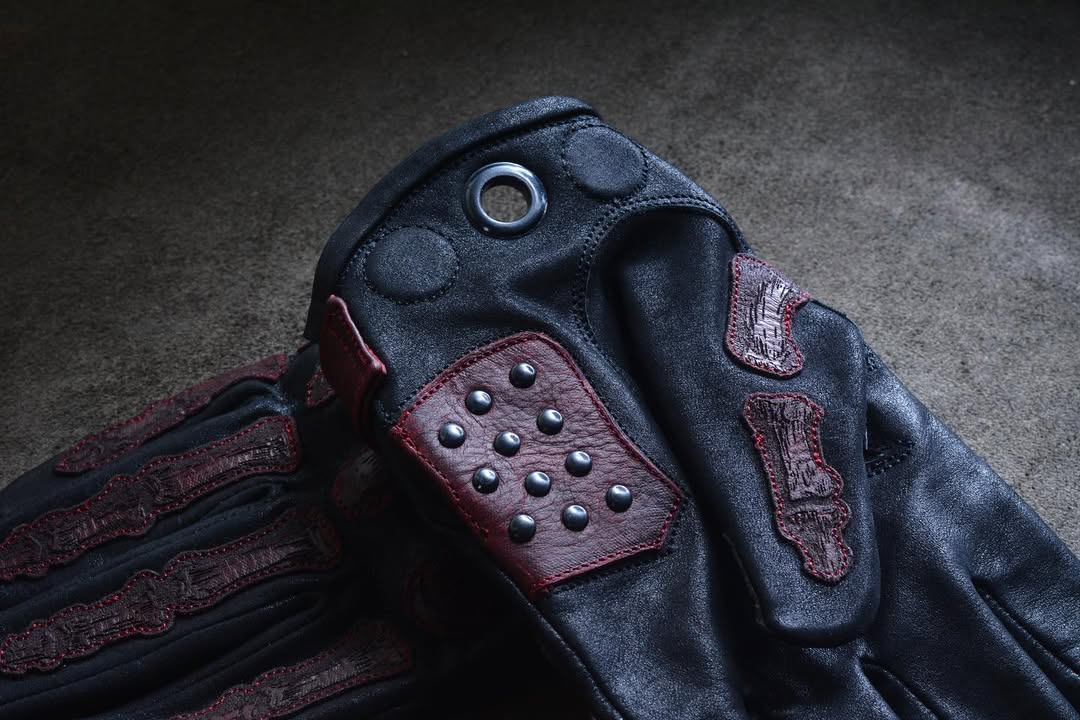 Vintage Style Pattern Motorcycle Riding Gloves