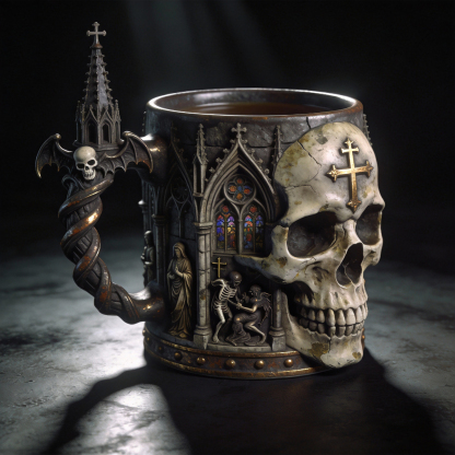 Gothic Cathedral Skull Intricate Skull & Gothic Archway Coffee Mug