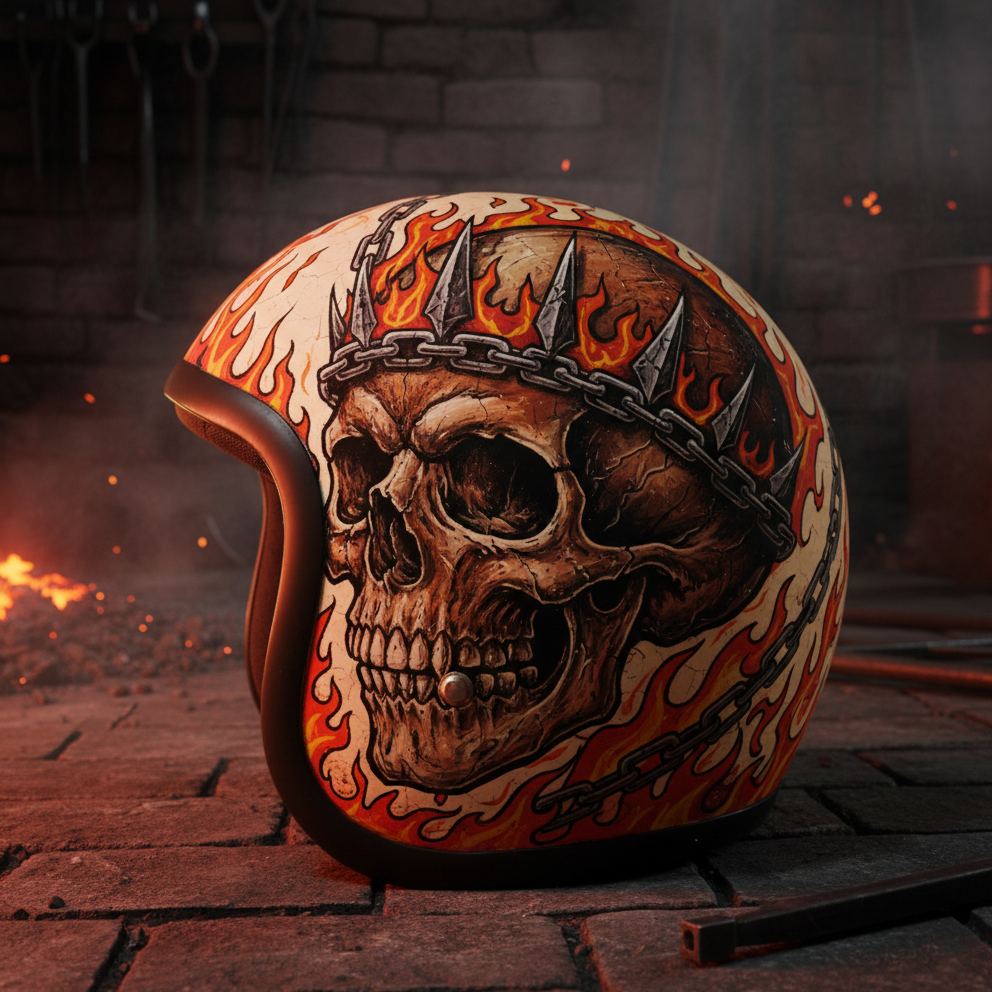 Retro Death Skull Motorcycle Helmet