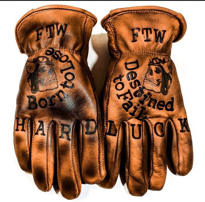 Vintage Style Pattern Motorcycle Riding Gloves