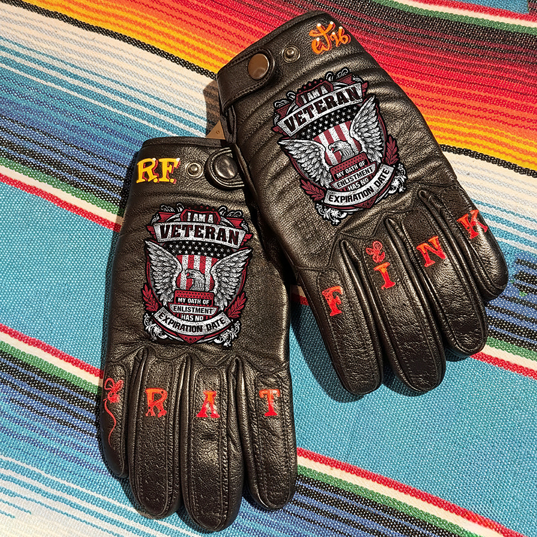 Vintage Style Pattern Motorcycle Riding Gloves