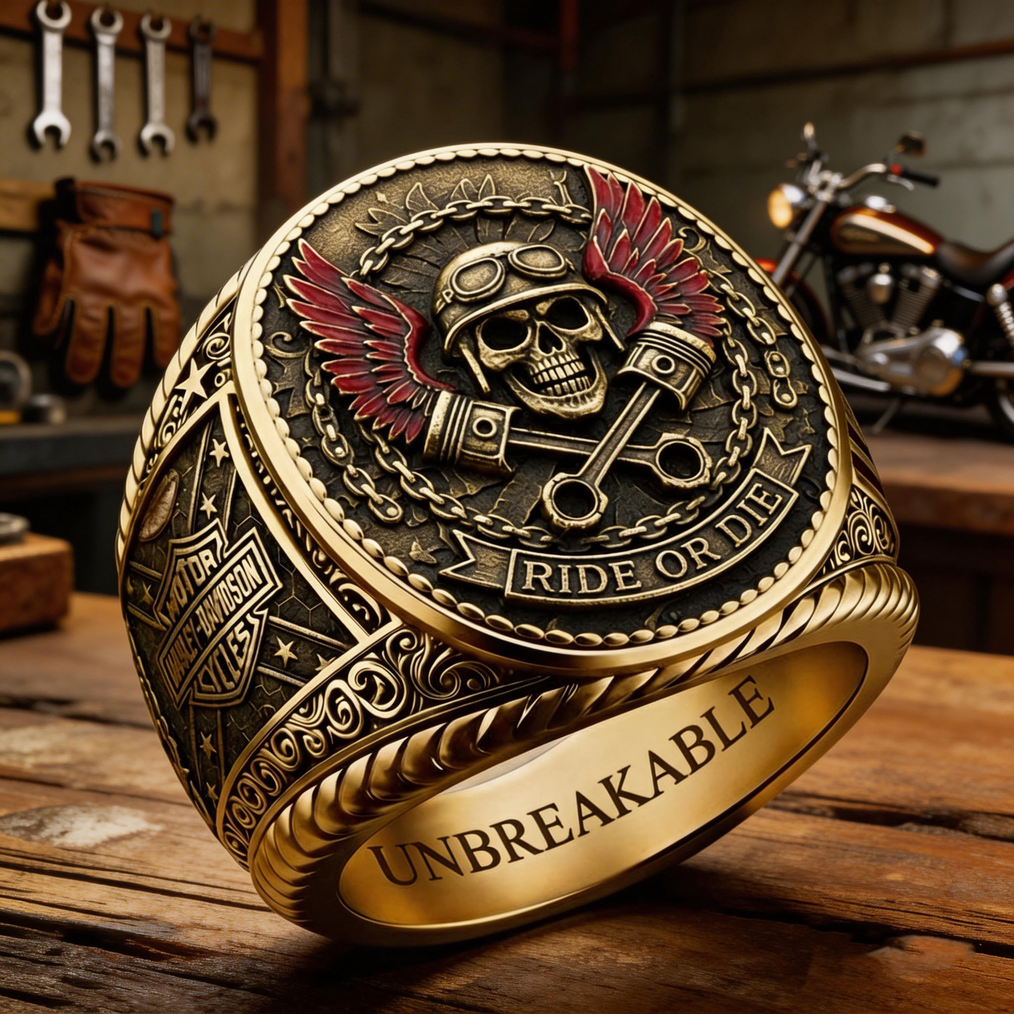 Classic American Motorcycle Style Vintage Biker Ring