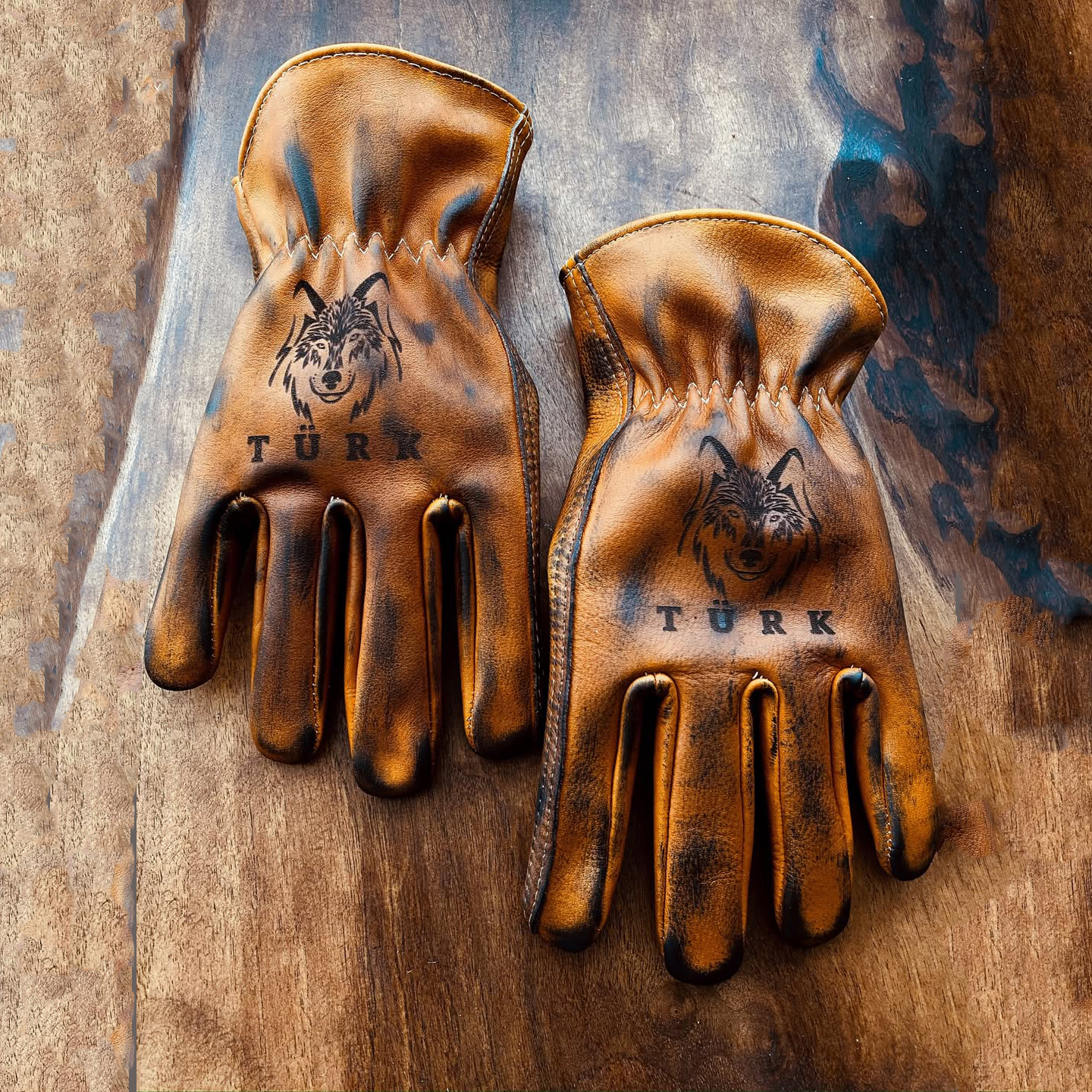 Vintage Style Pattern Motorcycle Riding Gloves