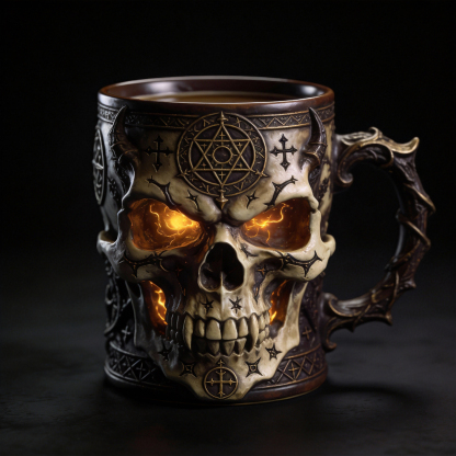 Infernal Soul-Gaze Skull Gothic Dark Fantasy Resin Coffee Mug