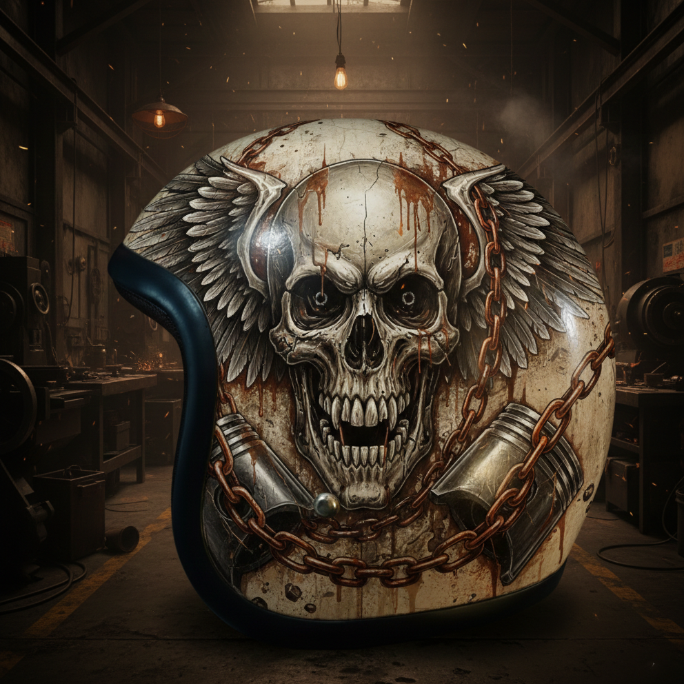 Retro Death Skull Motorcycle Helmet