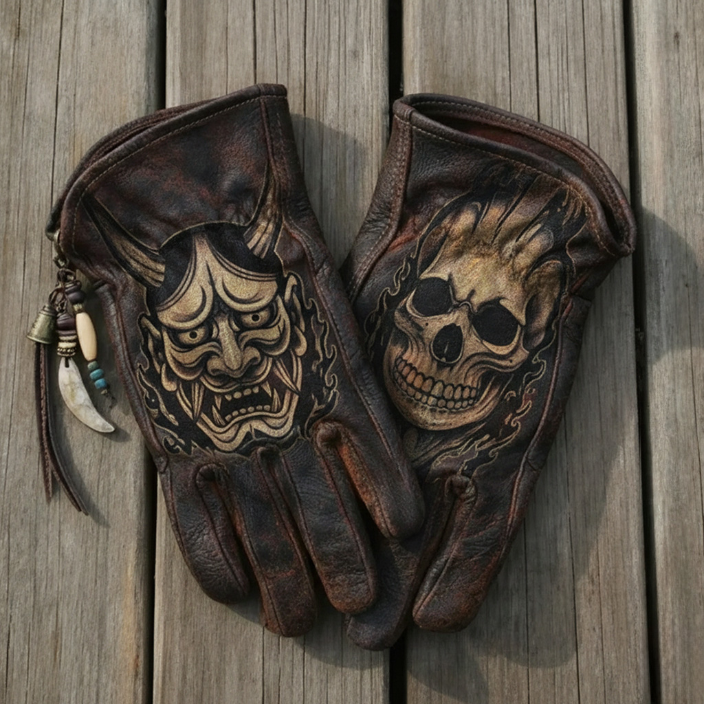 Gothic Skull Rider Motorcycle Gloves
