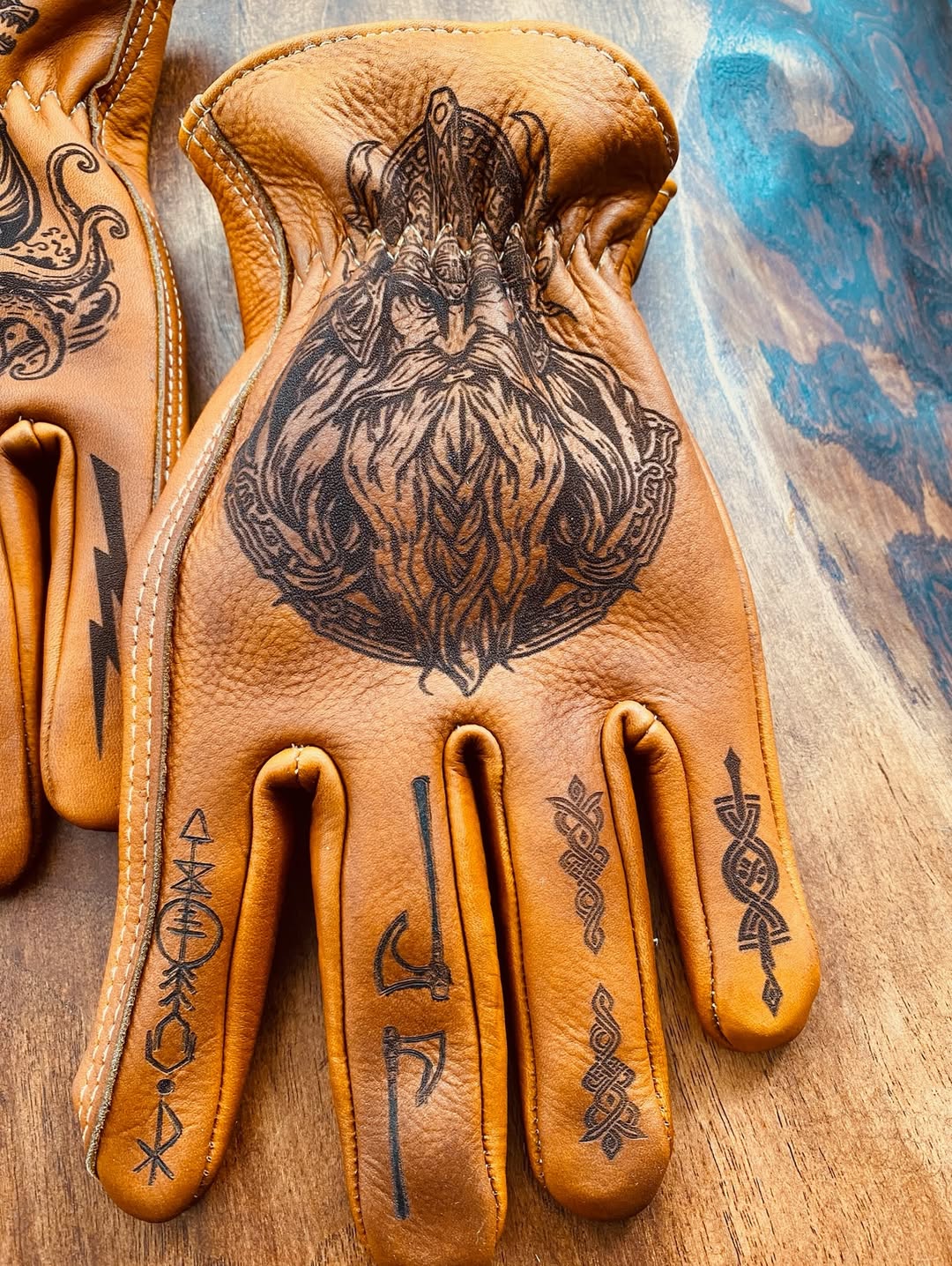 Vintage Style Pattern Motorcycle Riding Gloves