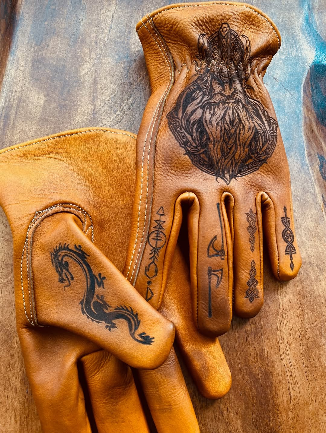 Vintage Style Pattern Motorcycle Riding Gloves