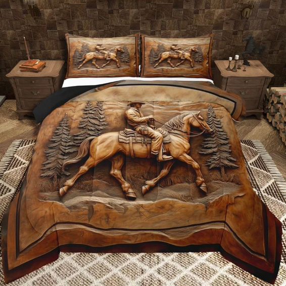 Vintage Western Rustic Bedding 3-Piece Quilted Bedding Set