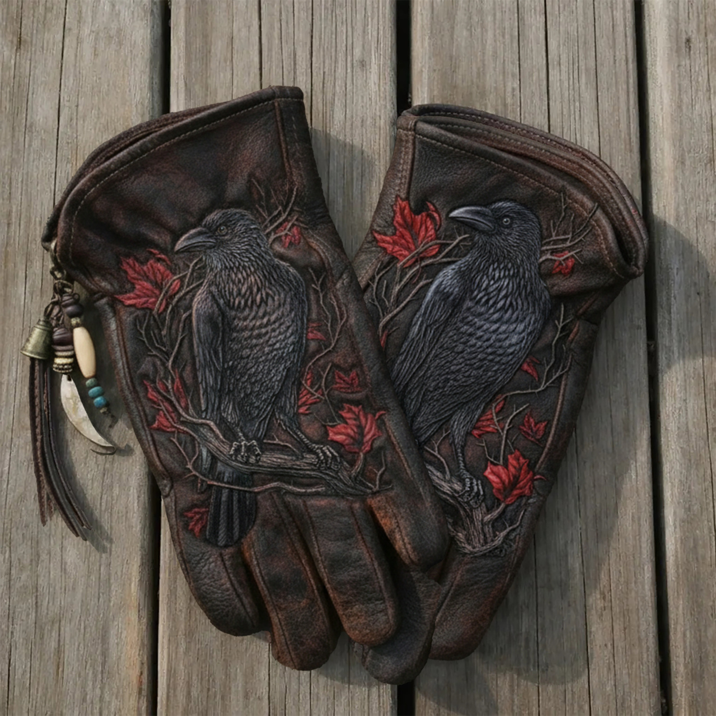 Vintage Style Gothic Pattern Motorcycle Riding Gloves
