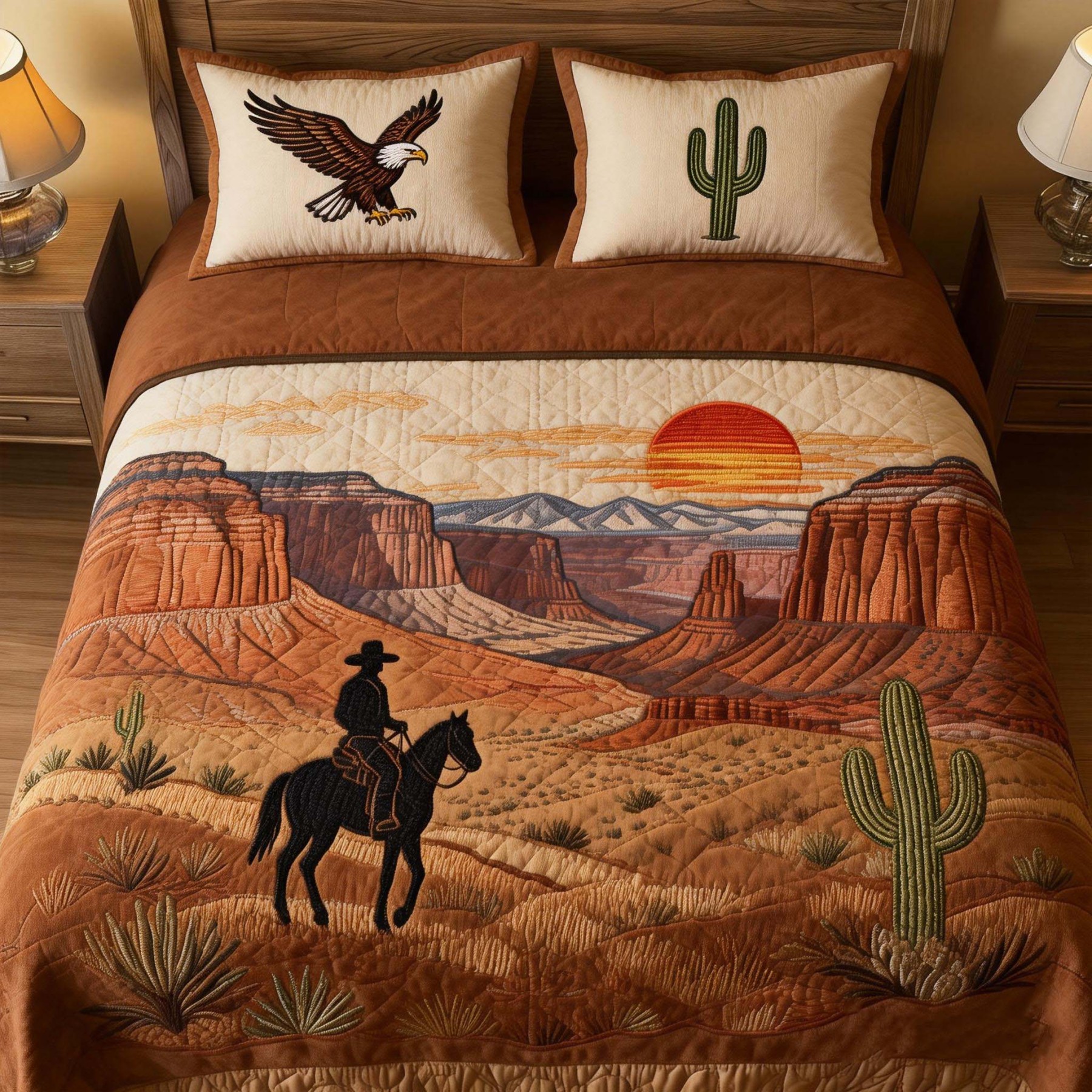 Vintage Western Rustic Bedding 3-Piece Quilted Bedding Set