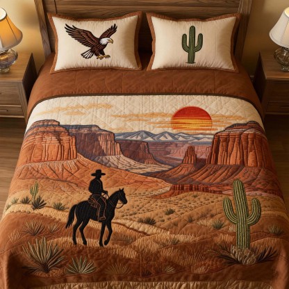 Vintage Western Rustic Bedding 3-Piece Quilted Bedding Set