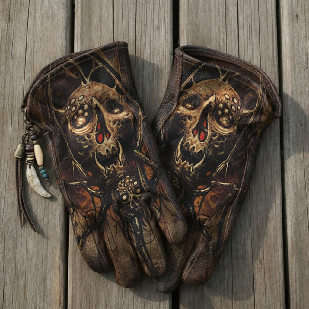 Gothic Skull Rider Motorcycle Gloves