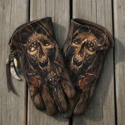 Gothic Skull Rider Motorcycle Gloves