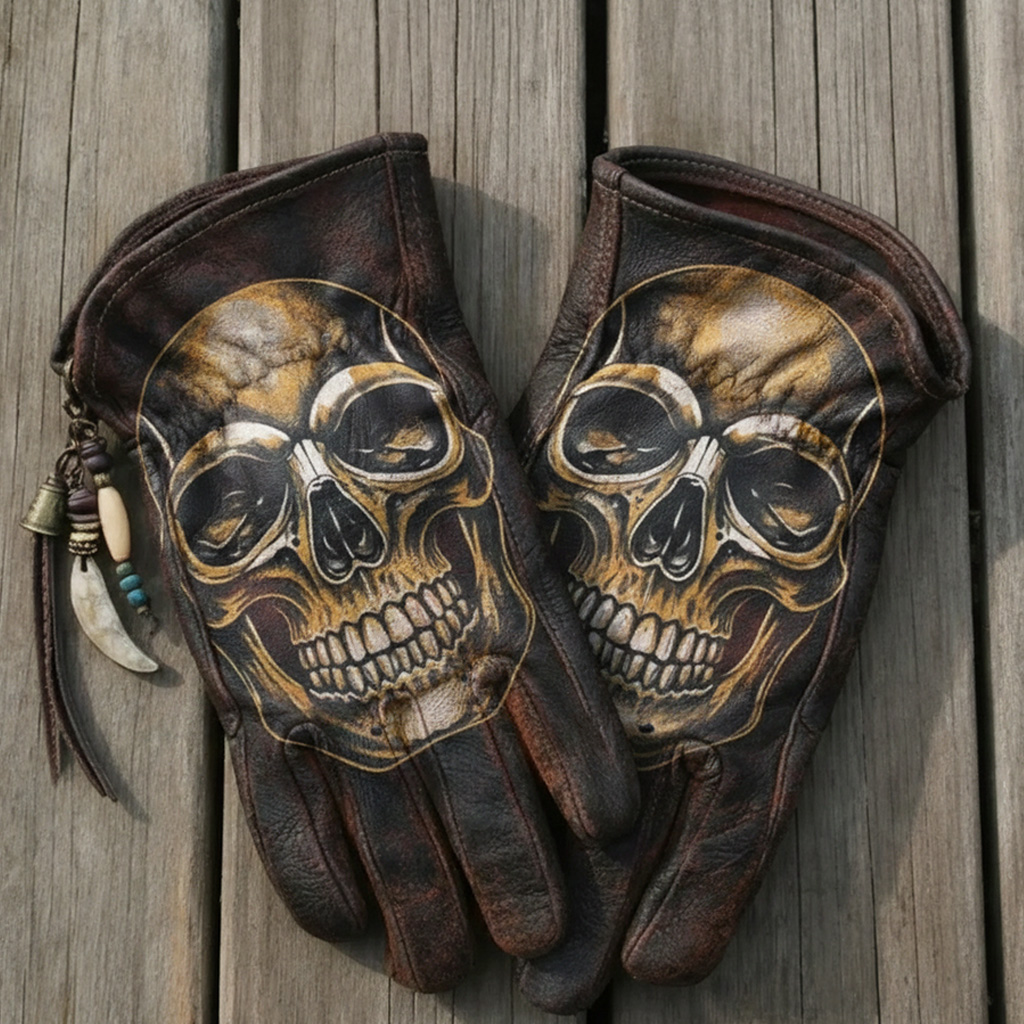 Gothic Skull Rider Motorcycle Gloves