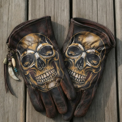 Gothic Skull Rider Motorcycle Gloves