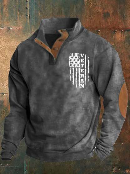 Men's Aintage Veteran Flag Print Sweatshirt