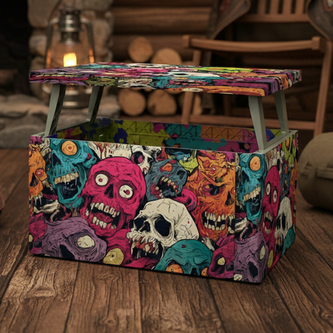 Graffiti Pop Art Colorful Skull Style Foldable Storage Box 