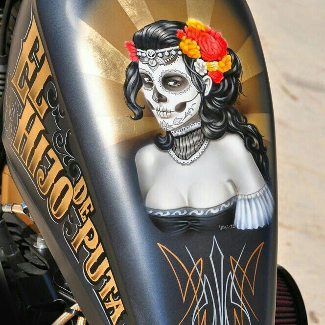 Gothic style Day of the Dead motorcycle gas tank decal