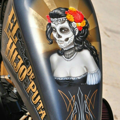 Gothic style Day of the Dead motorcycle gas tank decal