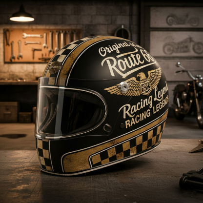 [Copy]Retro Flashback: Traditional Tattoo Art Biker Helmet