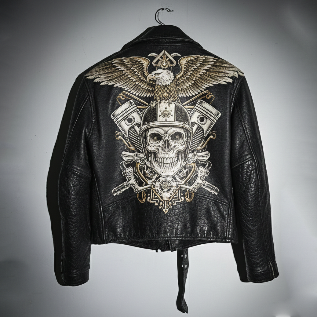 Endless Horizon" Route 66 Distressed Painted Leather Jacket