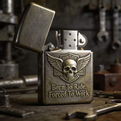 Iron Wings - "Born To Ride" Distressed Brass Lighter