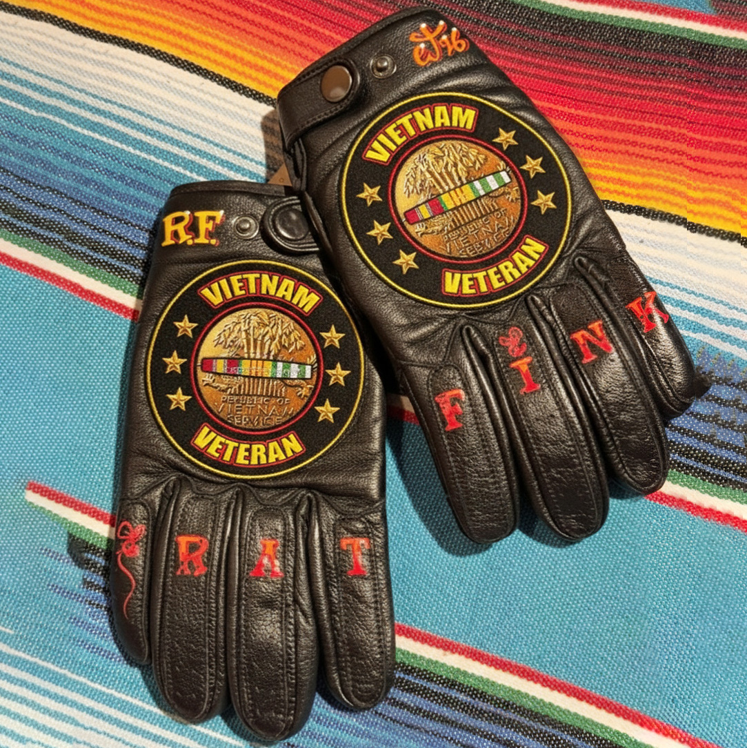 Vintage Style Pattern Motorcycle Riding Gloves