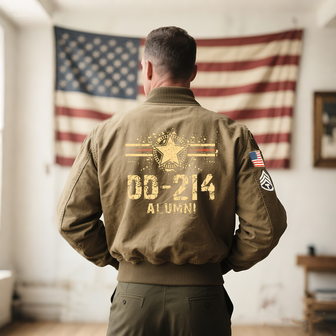 Air Force retired veteran DD-214 alumni flight jacket