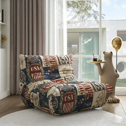 USA 250th Anniversary Vintage All-Over Print Lazy Single Sofa