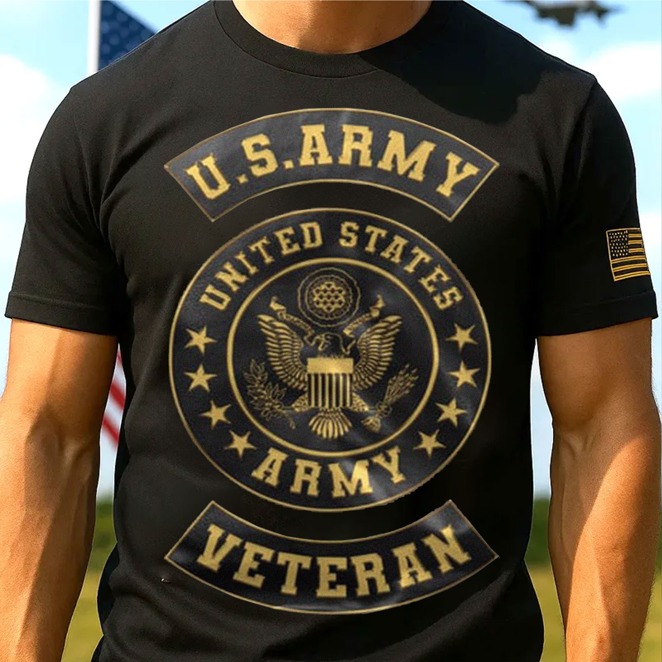U.S. Army Veteran Emblem Black T-Shirt