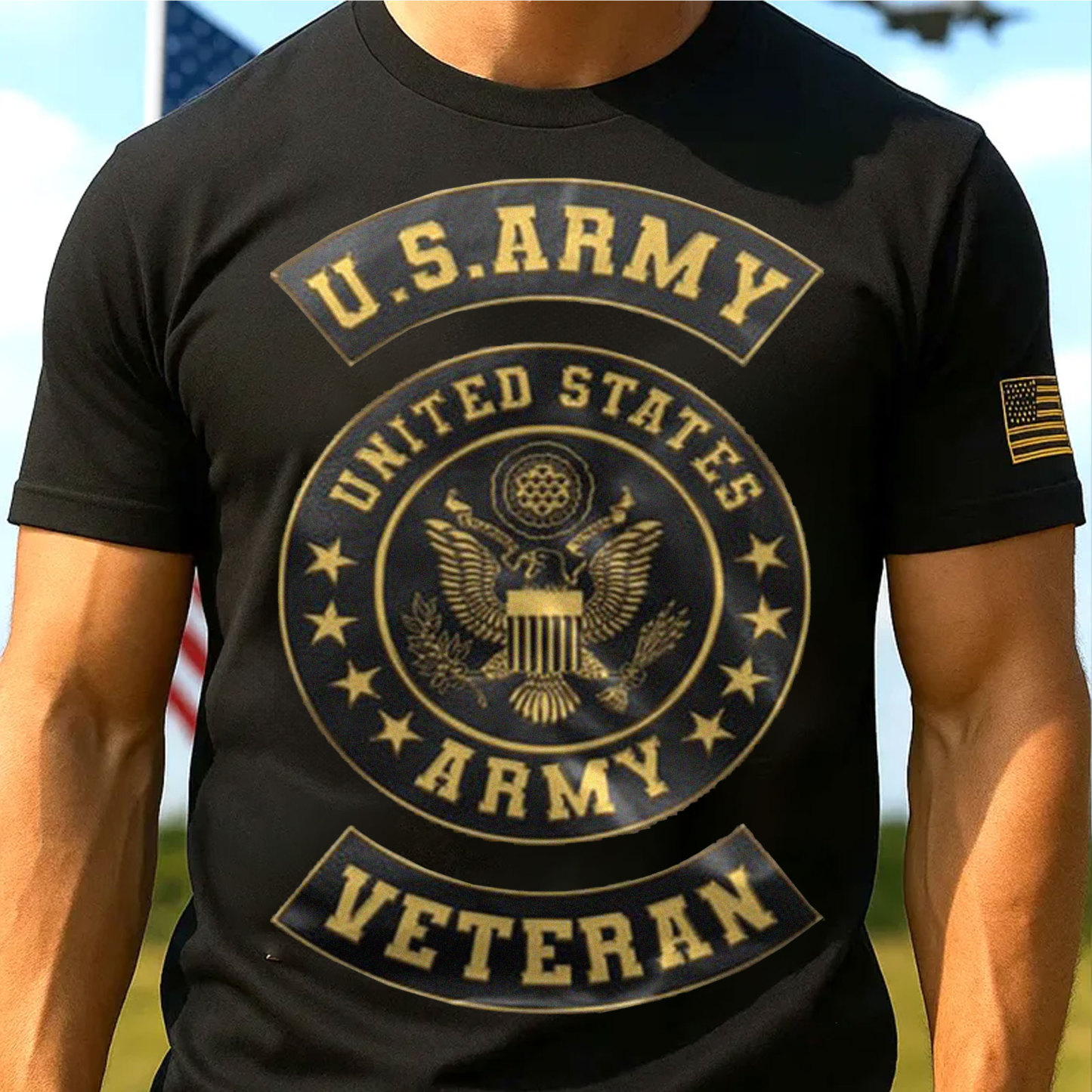 U.S. Army Veteran Emblem Black T-Shirt