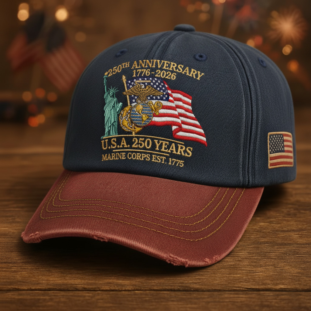    America 250th  Birthday Vintage Two-Tone Embroidered Baseball Cap