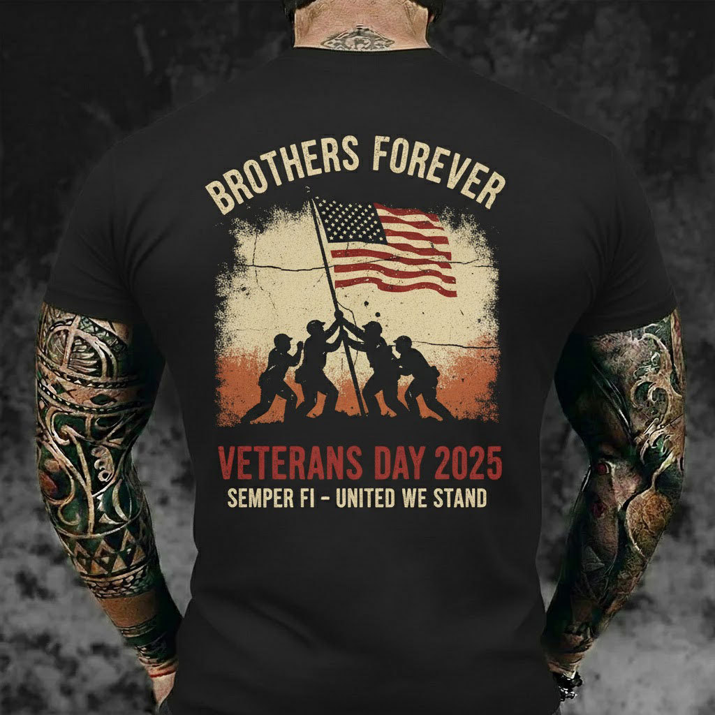 [Veterans Day Tribute] BROTHERS FOREVER: Iwo Jima Flag Raising Vintage Tee