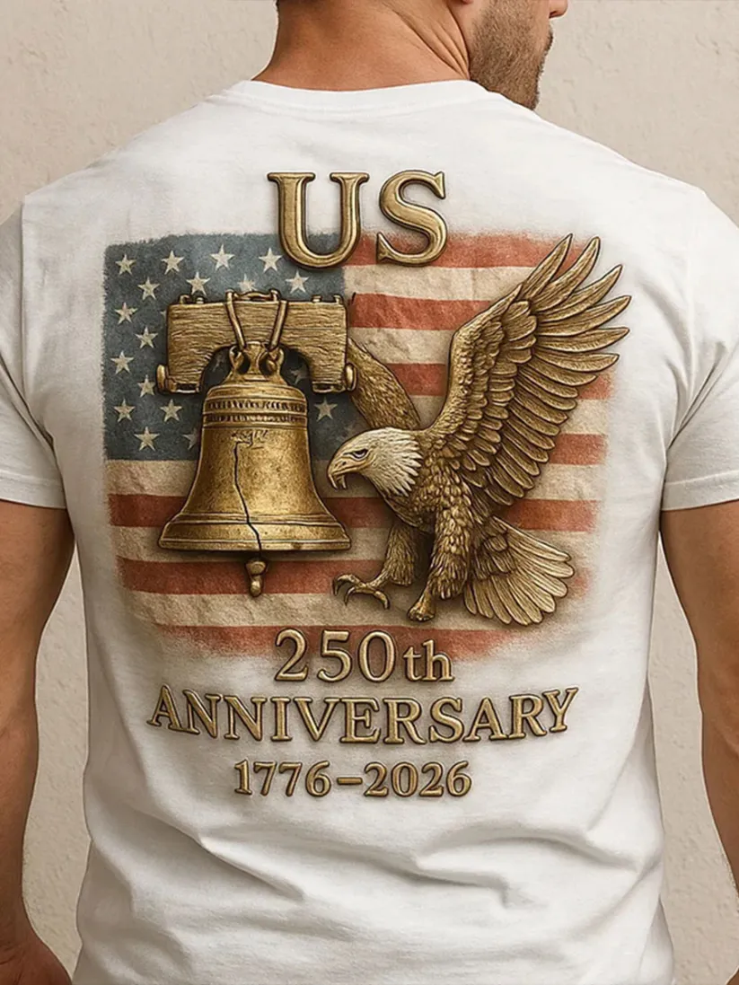 U.S. 250th Anniversary T-shirt, Liberty Bell and Bald Eagle Pay Tribute to Founding History
