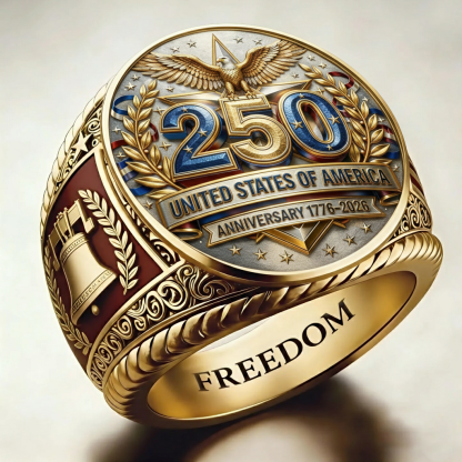 Patriotic American Plated Military Commemorative Ring