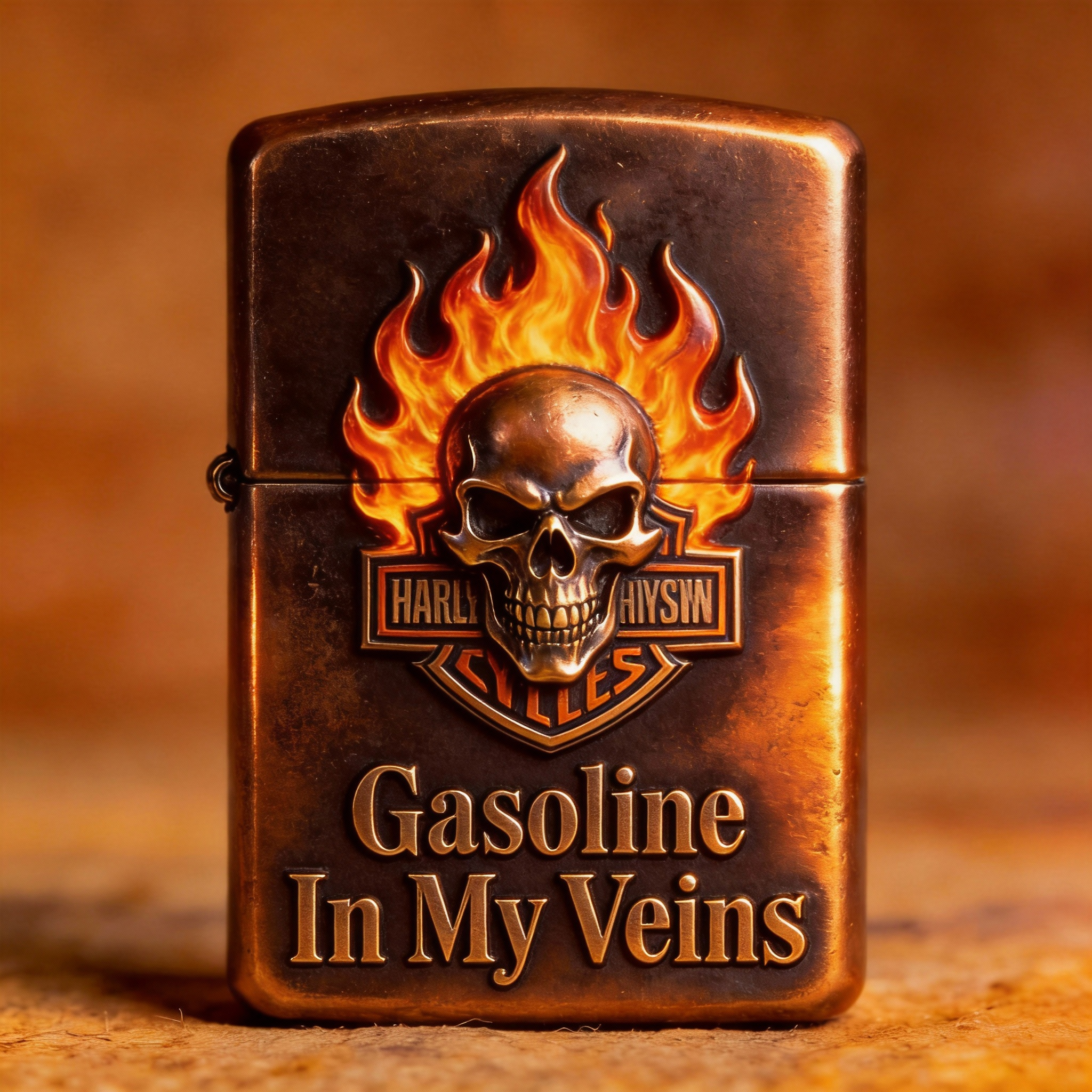 Harley Spirit Flame Engraved Lighter