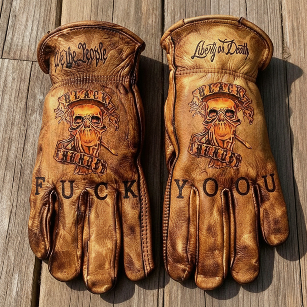 Patriotism Style Graphic Leather Gloves