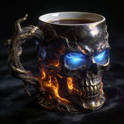 Dark Electric Soul Undead Skull Coffee Mug