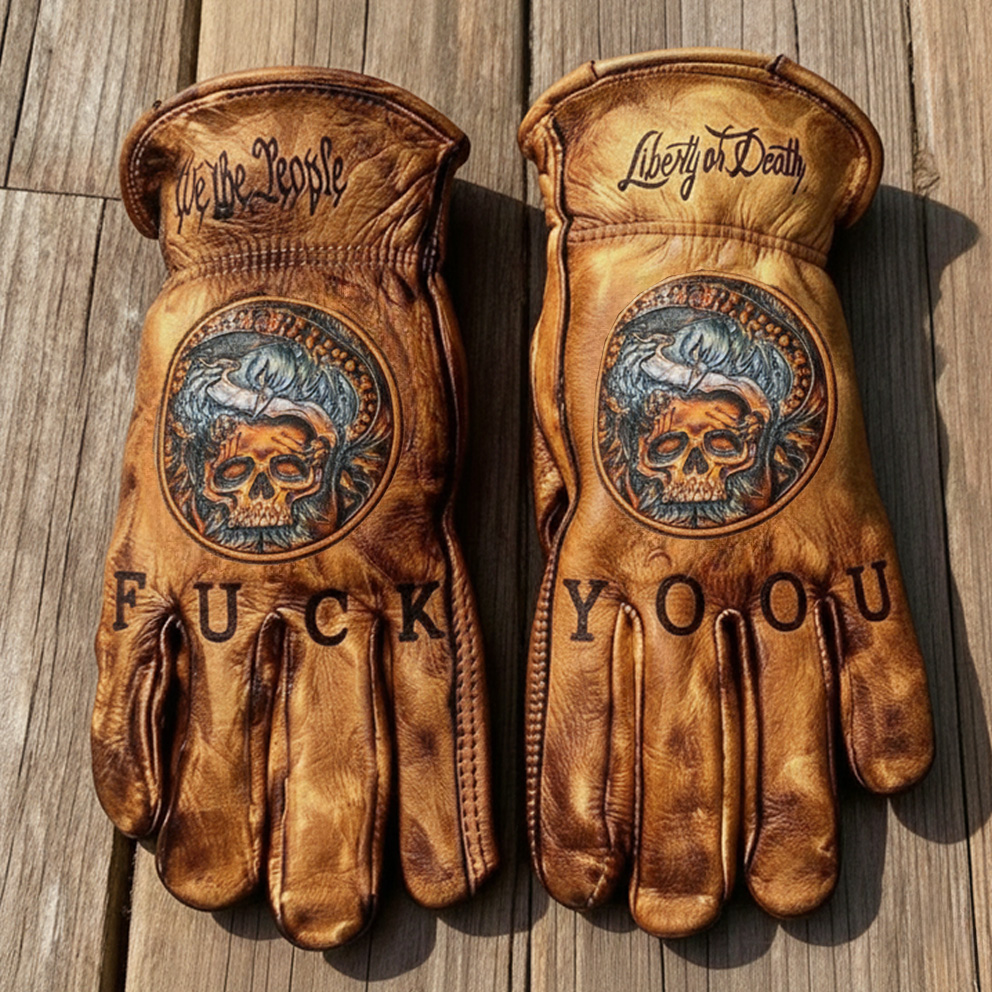 Patriotism Style Graphic Leather Gloves
