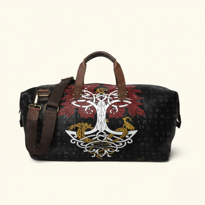 Vintage Tattoo Art Leather Edgy Graphics Duffel Bag