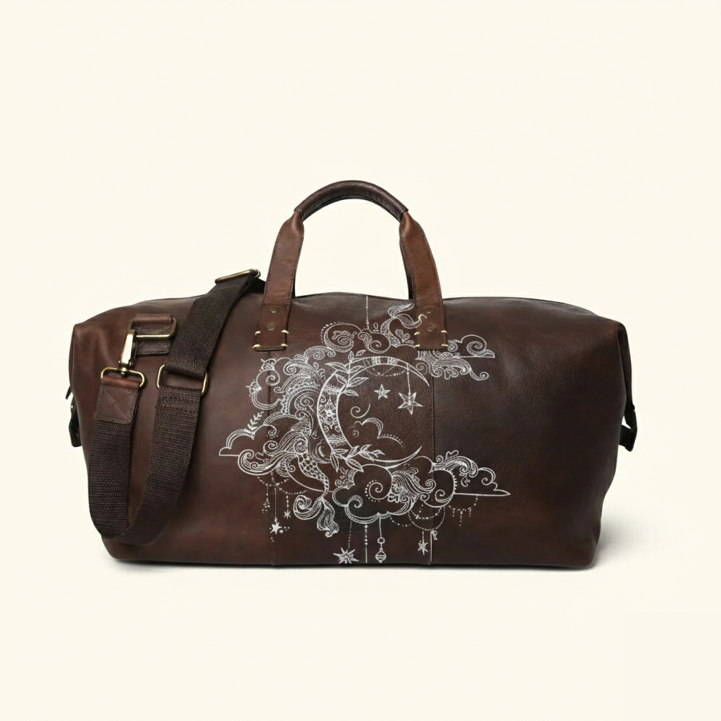 Vintage Tattoo Art Leather Edgy Graphics Duffel Bag