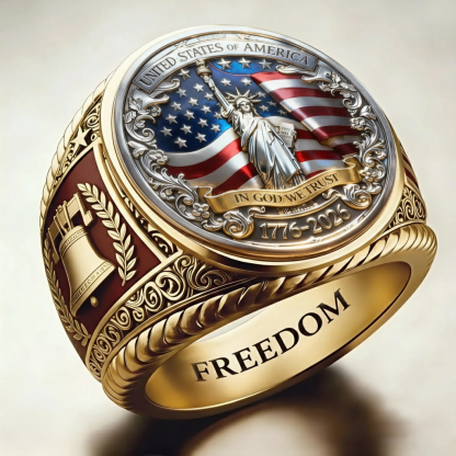 Patriotic American Plated Military Commemorative Ring