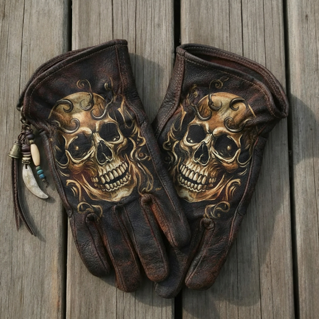 Gothic Skull Rider Motorcycle Gloves