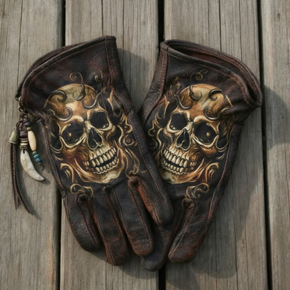 Gothic Skull Rider Motorcycle Gloves