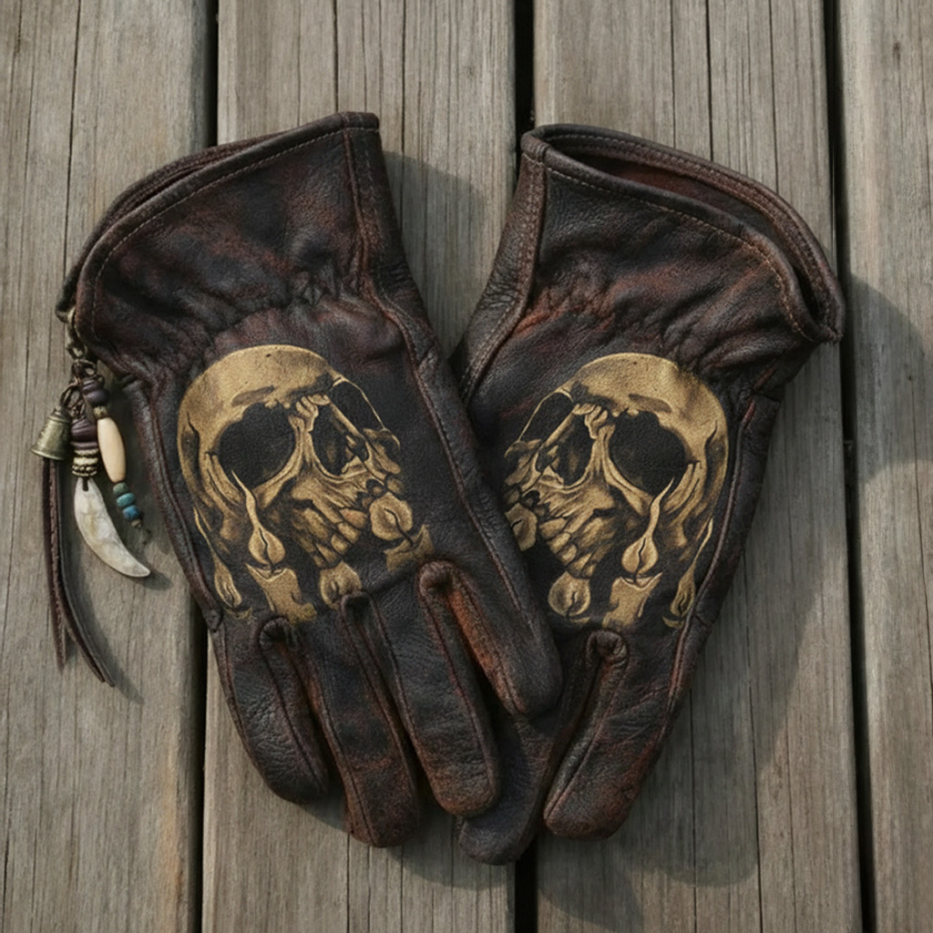 Gothic Skull Rider Motorcycle Gloves