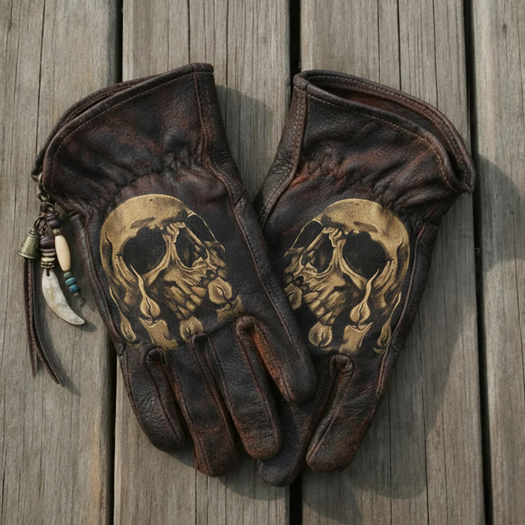 Gothic Skull Rider Motorcycle Gloves