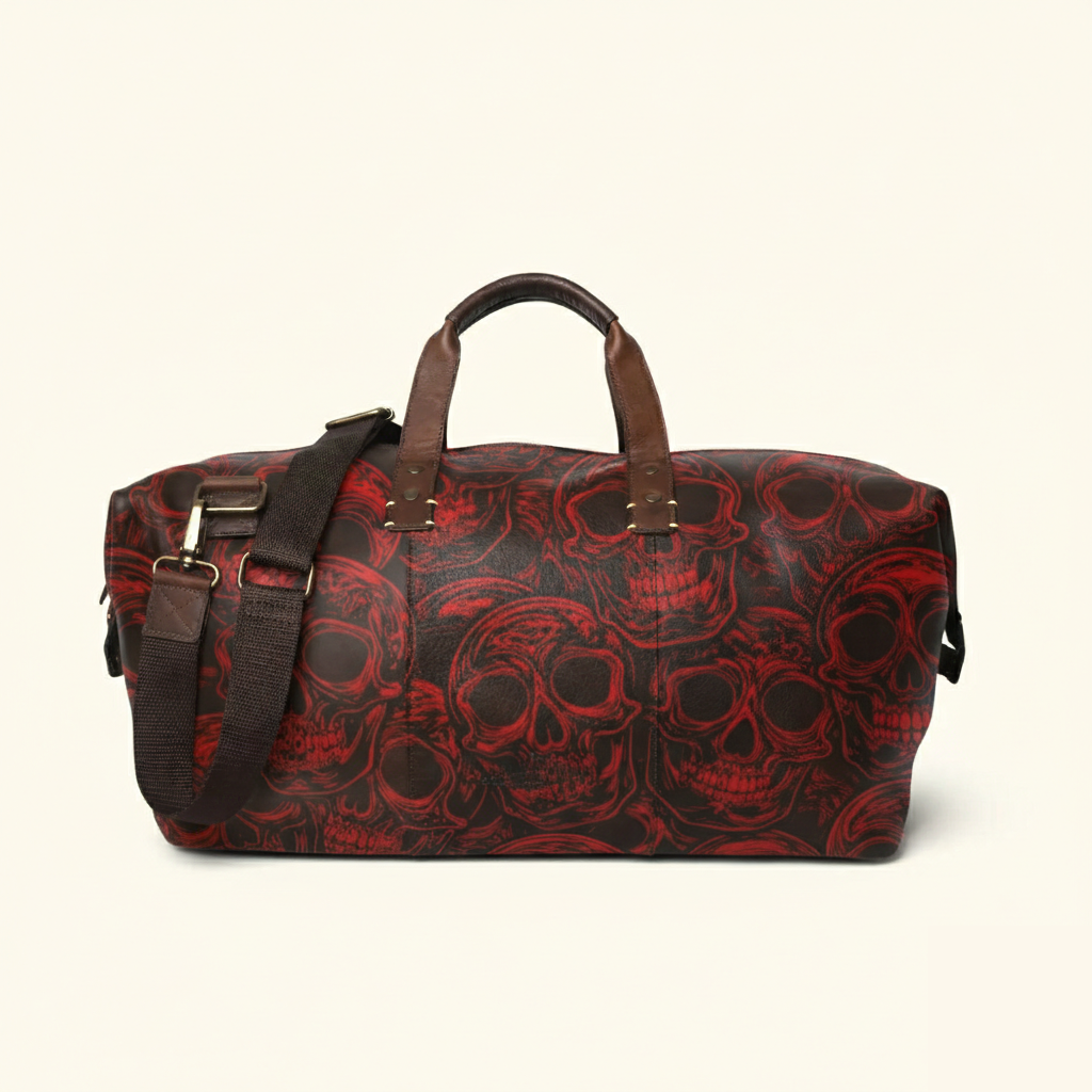 Vintage Tattoo Art Leather Edgy Graphics Duffel Bag
