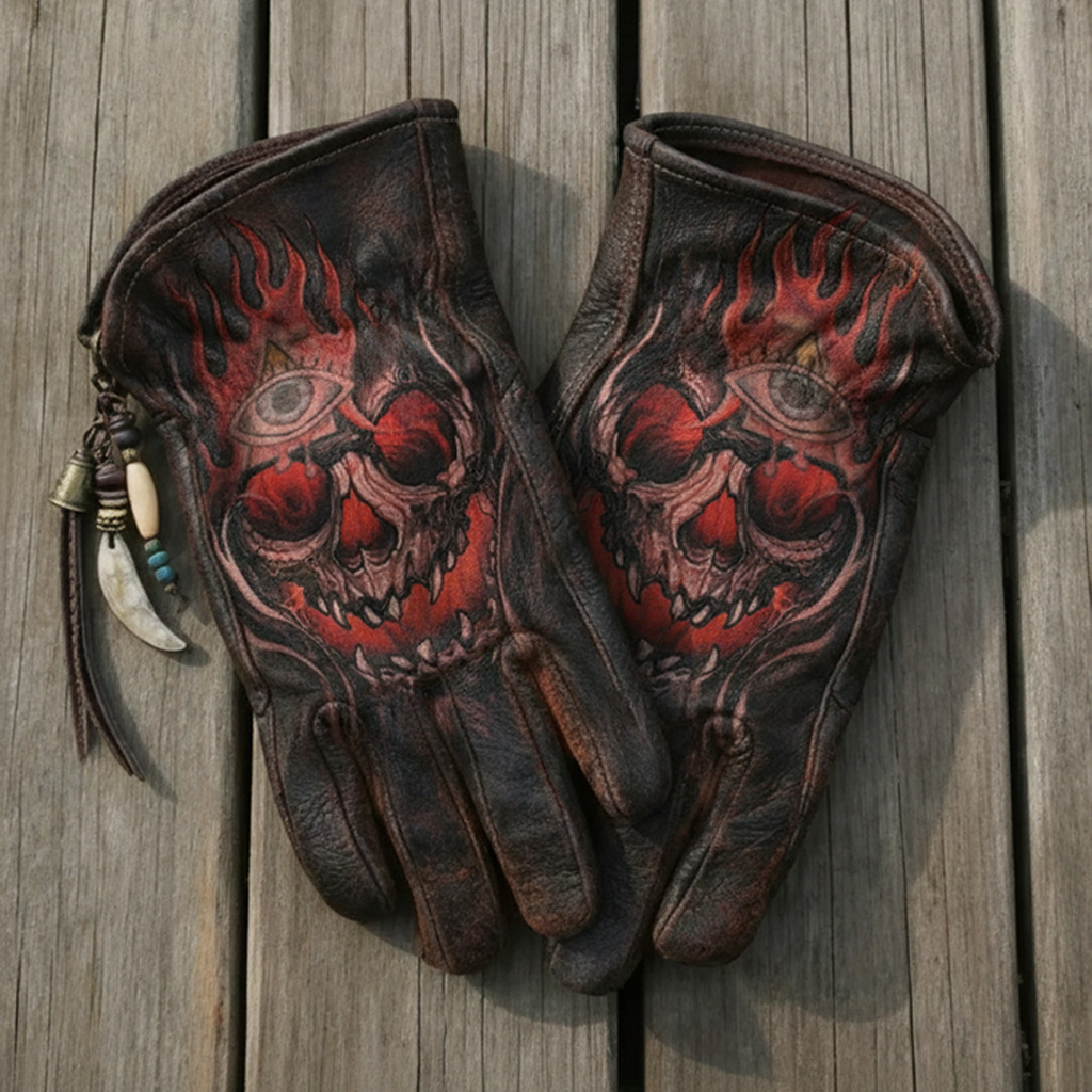 Gothic Skull Rider Motorcycle Gloves