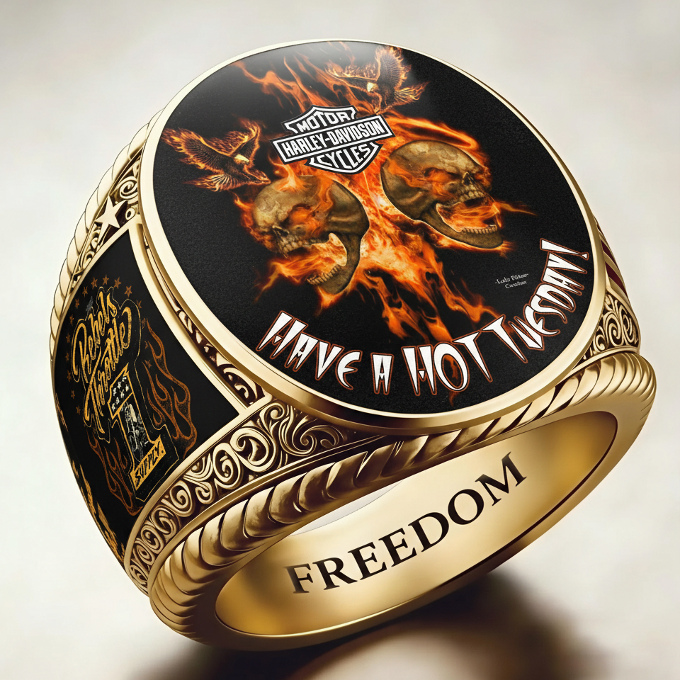 Harley-style pattern ring